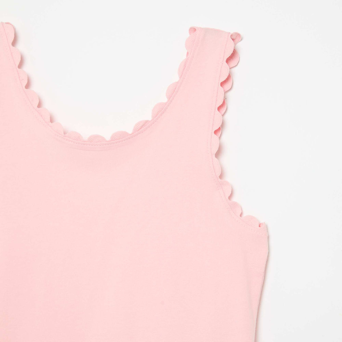 Camiseta de tirantes lisa con bordes ondulados ROSA