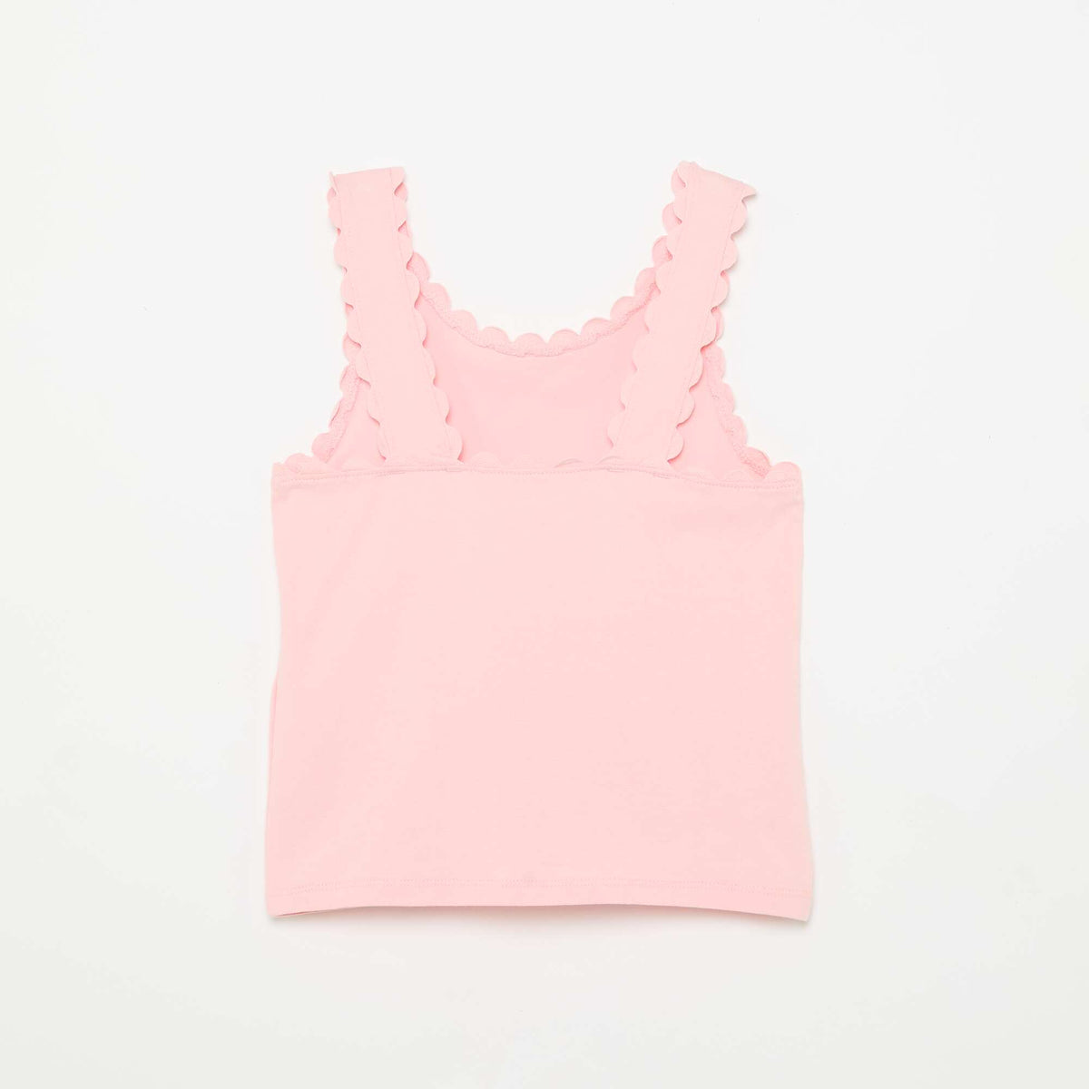 Camiseta de tirantes lisa con bordes ondulados ROSA