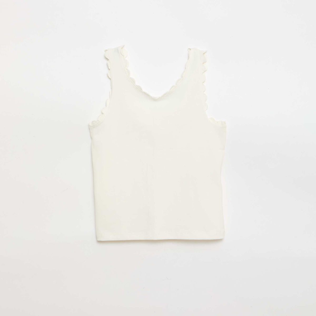 Camiseta de tirantes lisa con bordes ondulados BLANCO