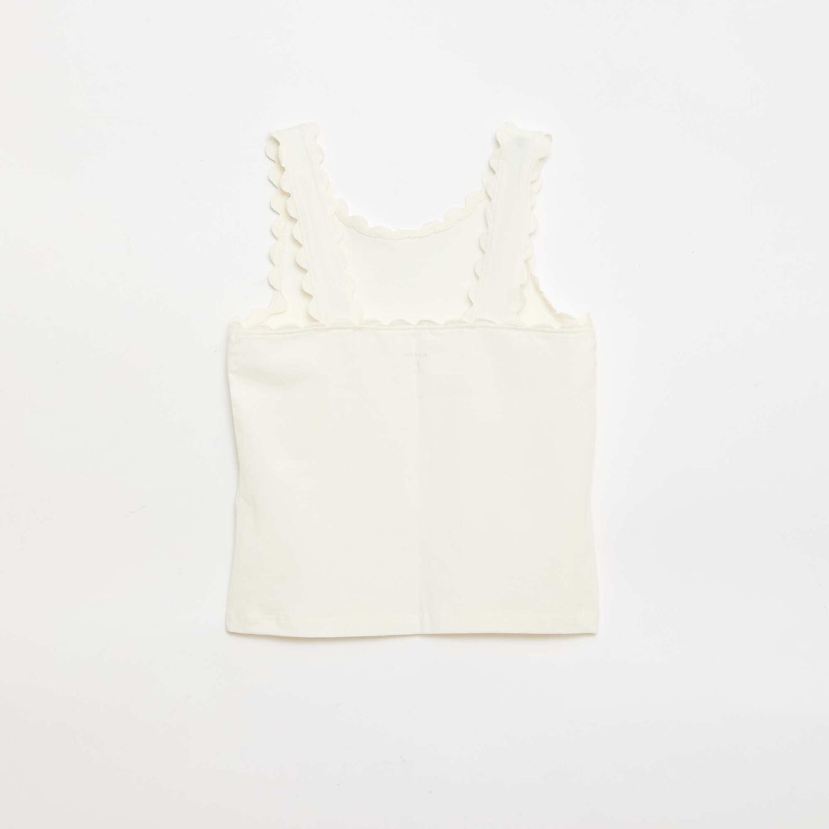 Camiseta de tirantes lisa con bordes ondulados BLANCO