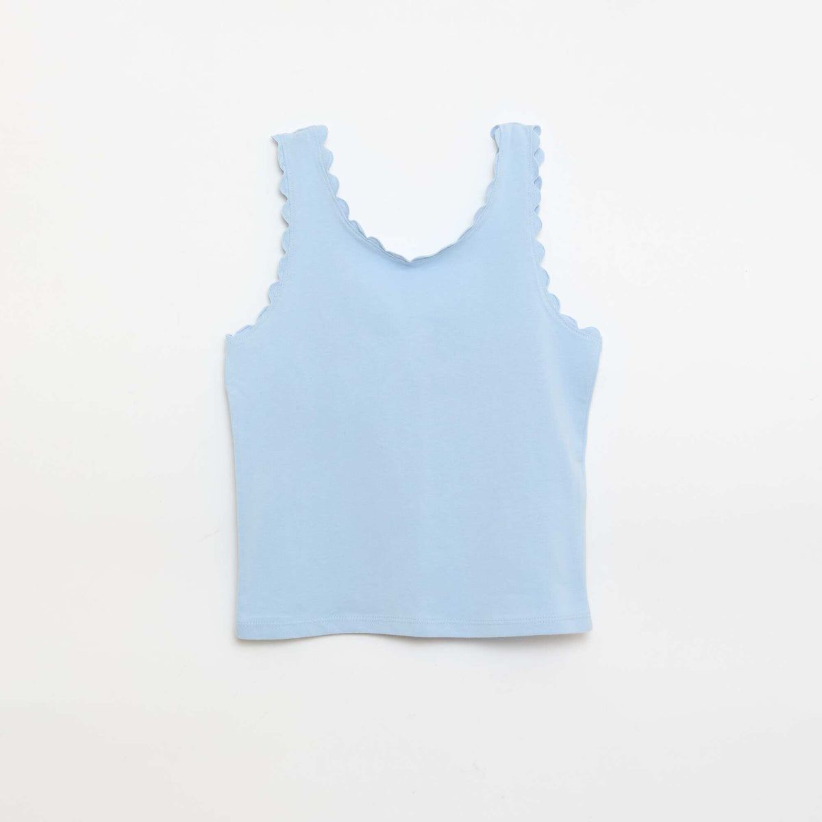Camiseta de tirantes lisa con bordes ondulados AZUL