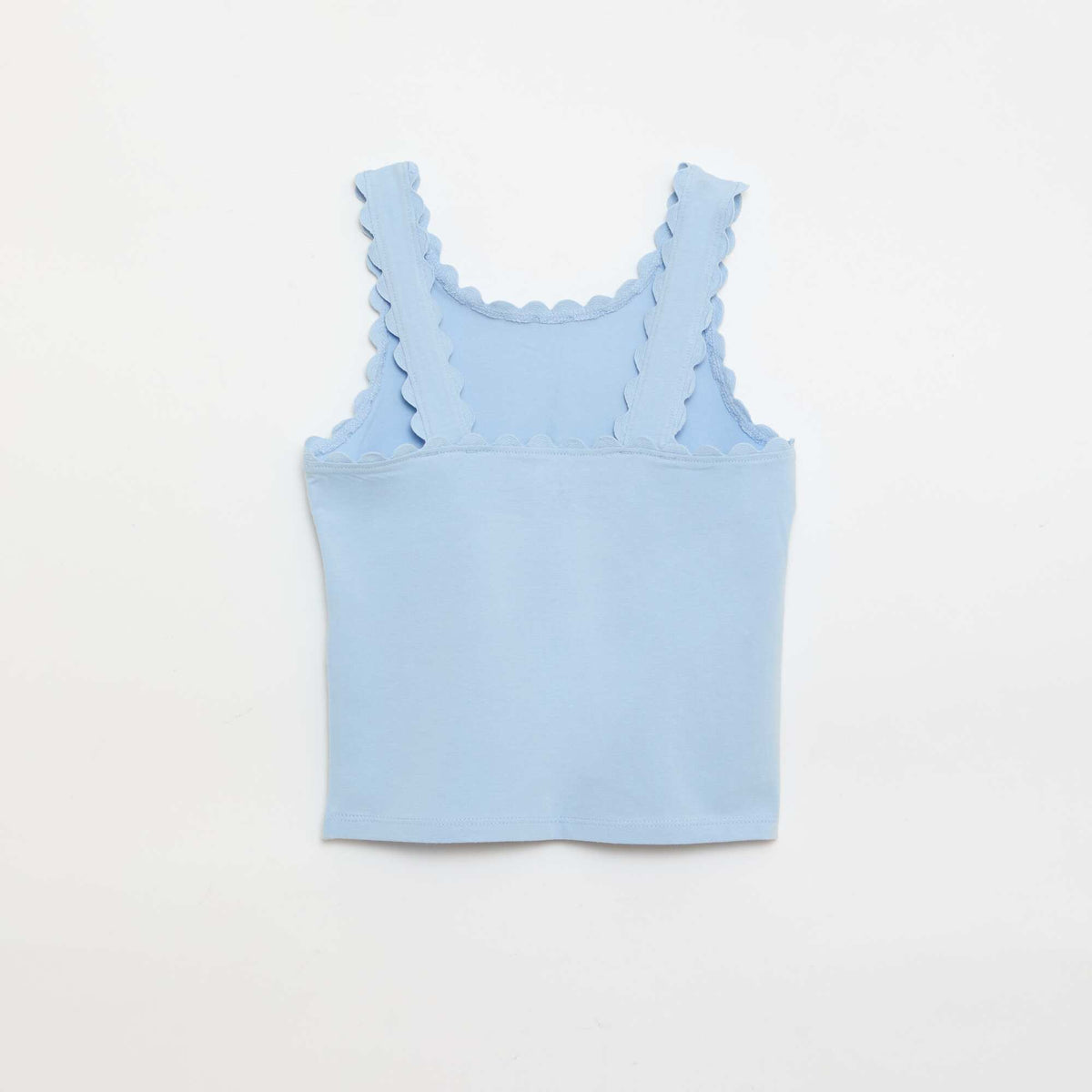 Camiseta de tirantes lisa con bordes ondulados AZUL