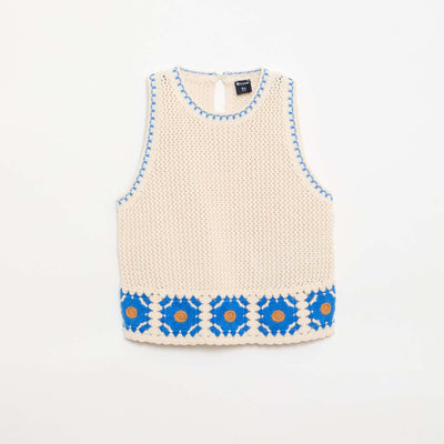 Top de ganchillo sin mangas BEIGE