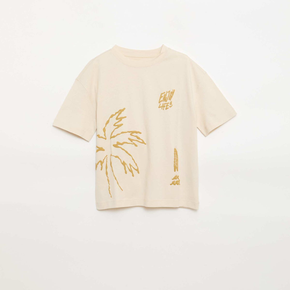 Camiseta estampada de manga corta BEIGE