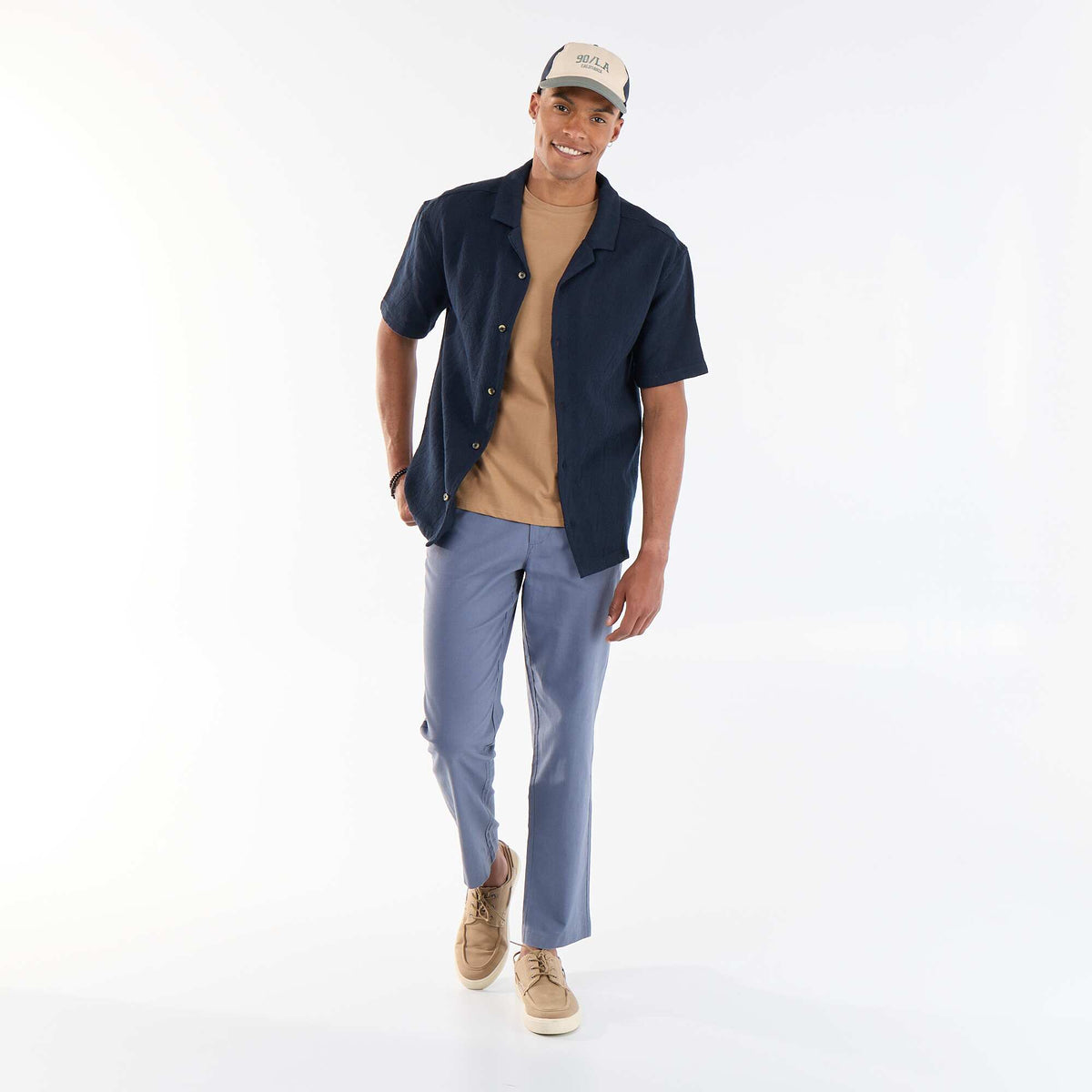 Camisa de manga corta de punto jacquard AZUL