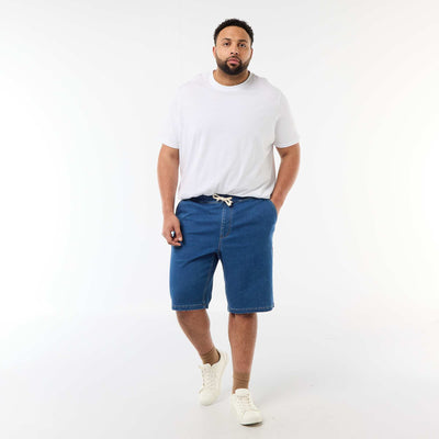 Bermuda jean con cordones AZUL