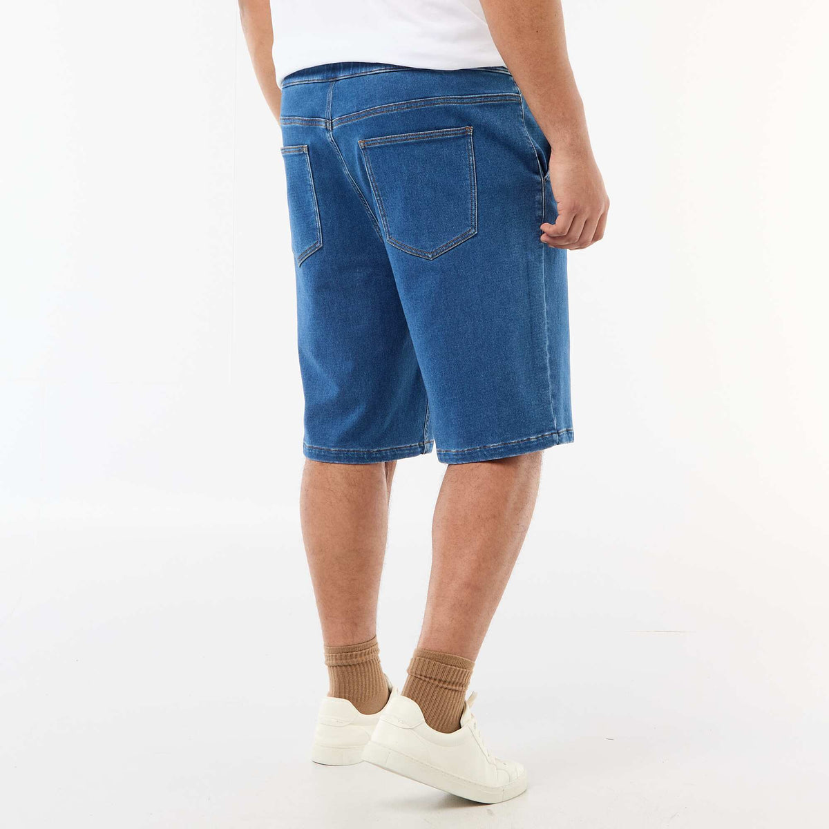 Bermuda jean con cordones AZUL