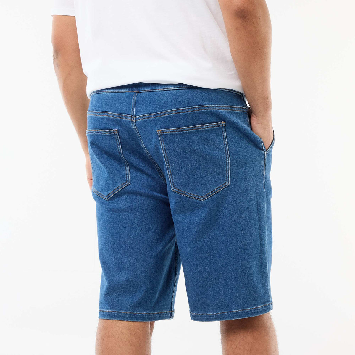Bermuda jean con cordones AZUL