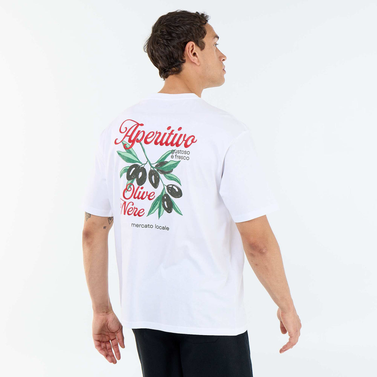 Camiseta de manga corta con estampados y bordados por delante y por detrás BLANCO