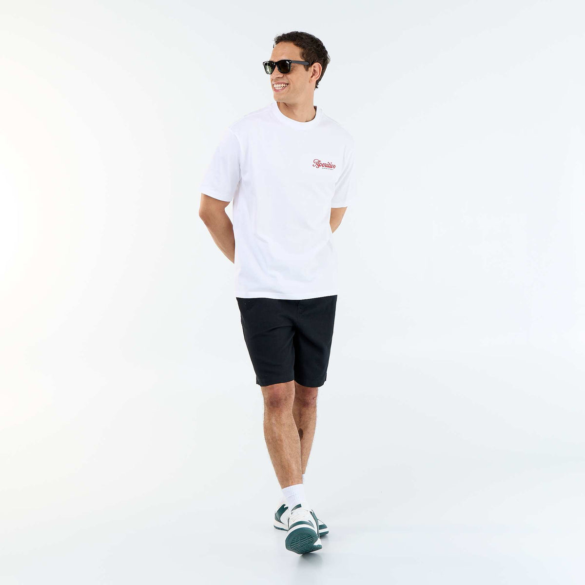 Camiseta de manga corta con estampados y bordados por delante y por detrás BLANCO