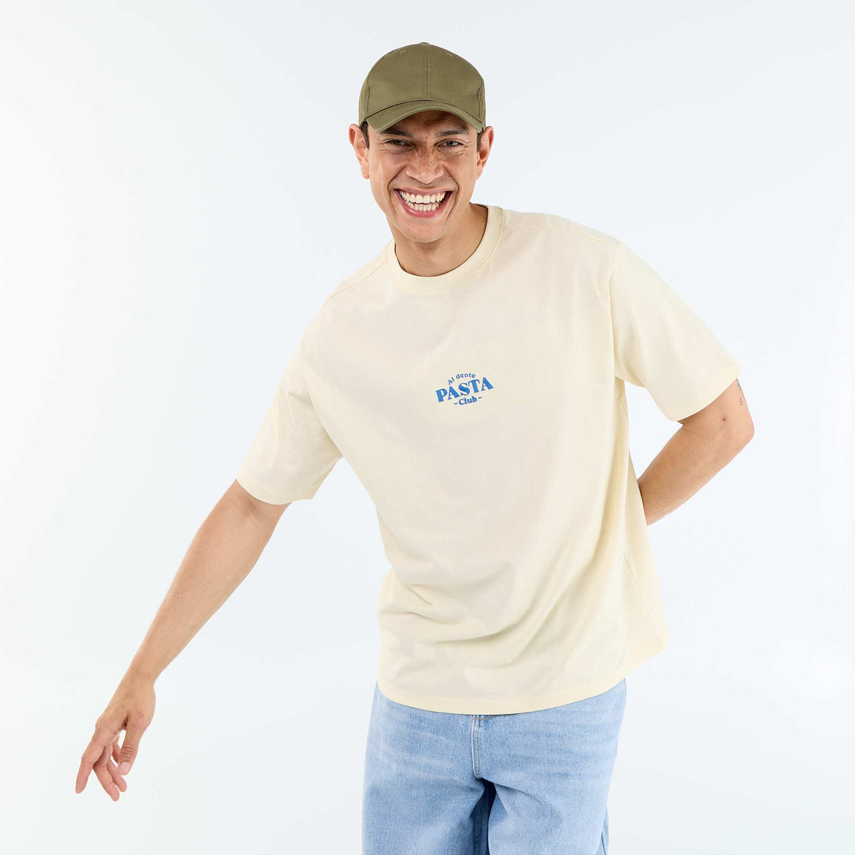Camiseta de manga corta con estampados y bordados por delante y por detrás AMARILLO
