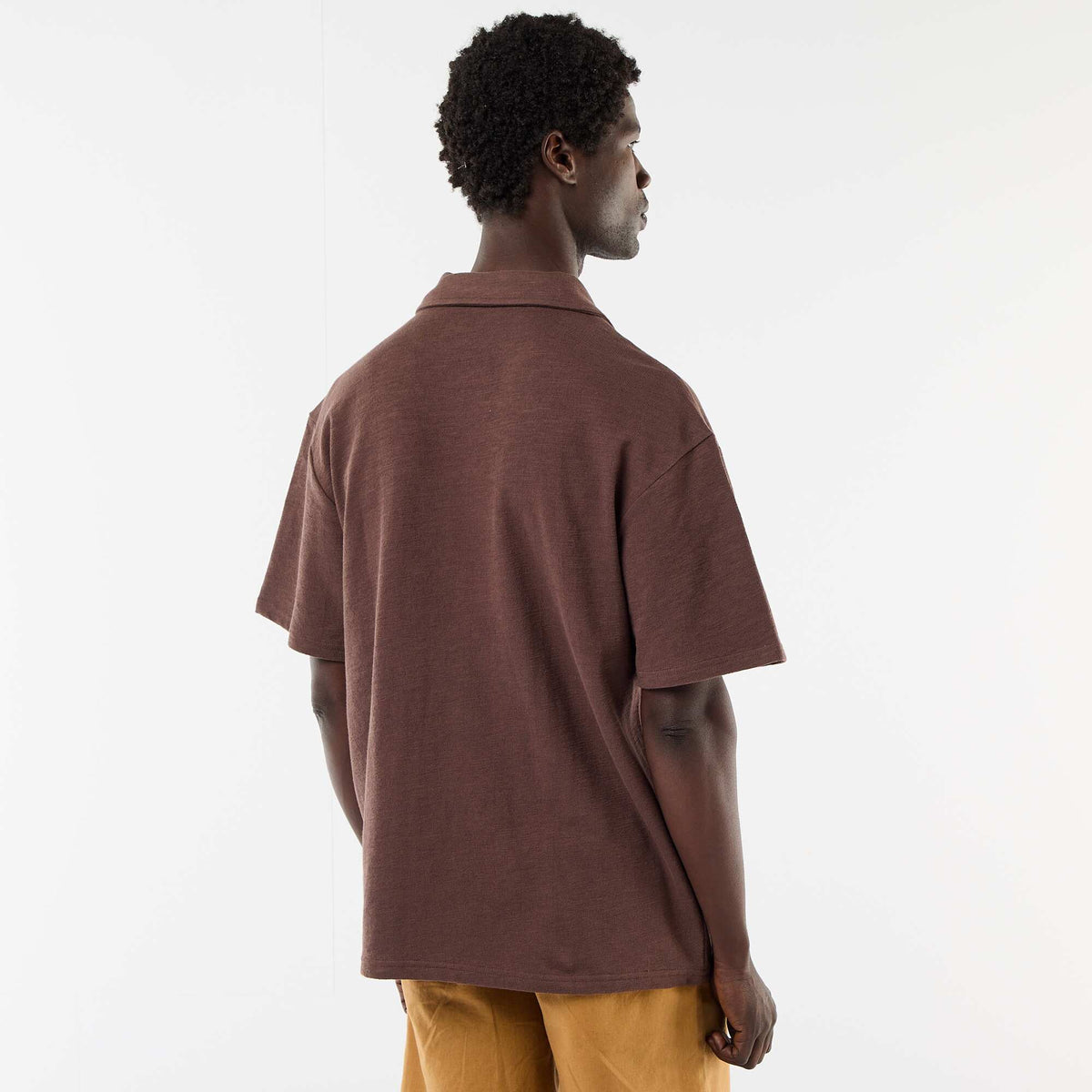 Remera de punto de manga corta MARRON