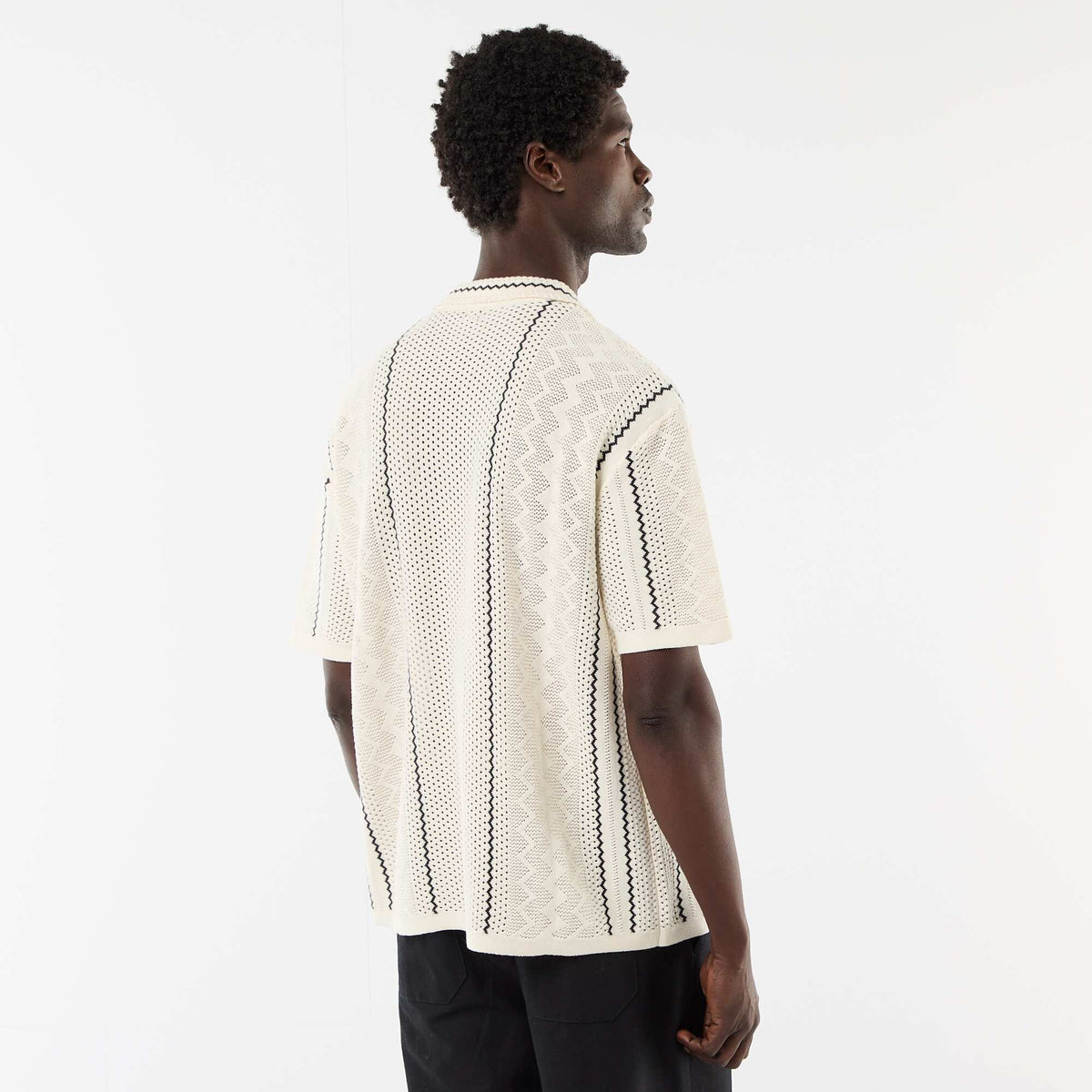 Camisa de manga corta en punto fantasía BEIGE