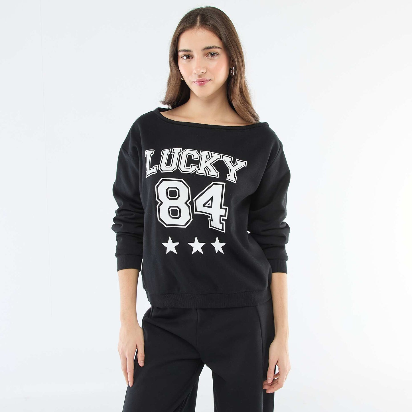 Buzo de felpa estilo deportivo NEGRO