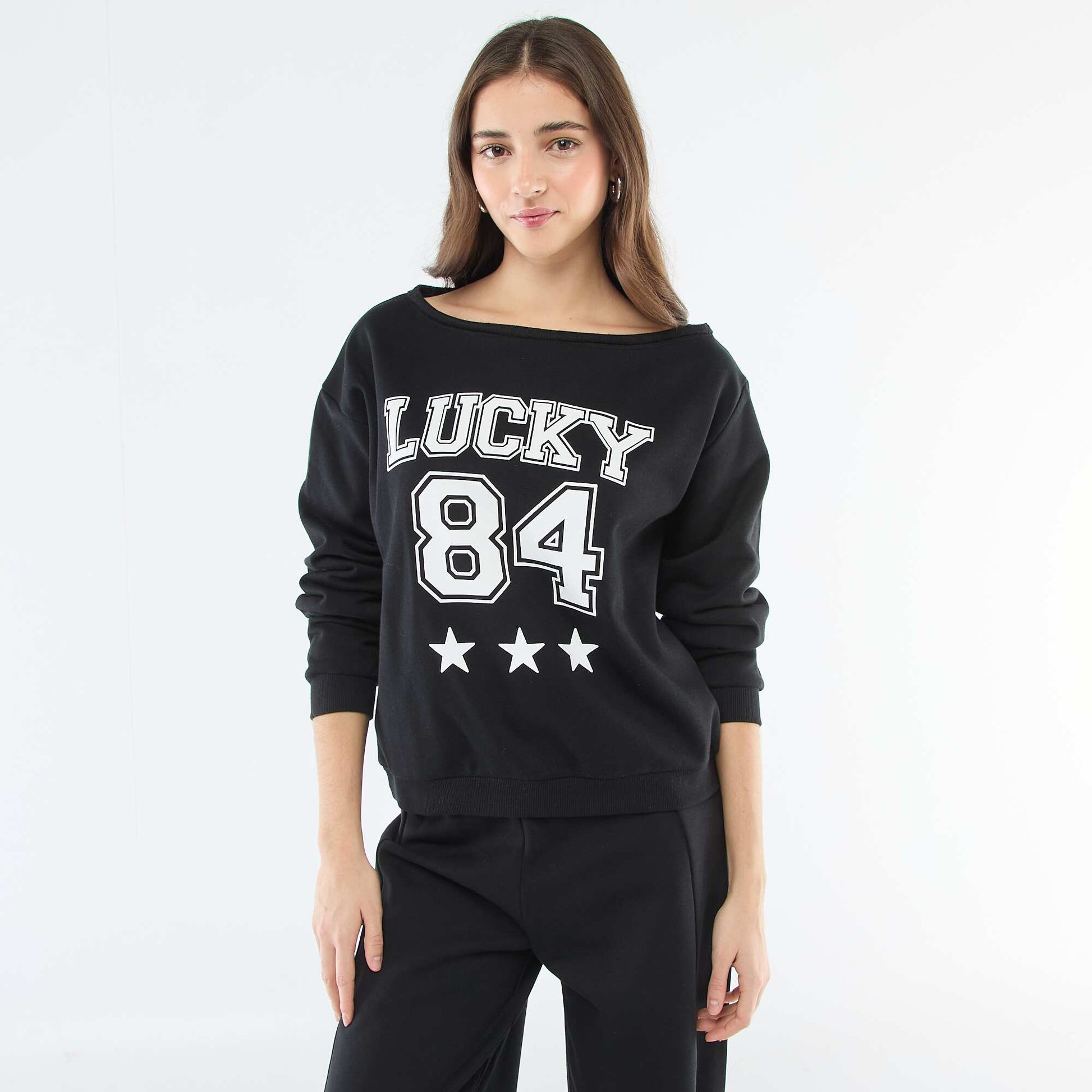 Buzo de felpa estilo deportivo NEGRO