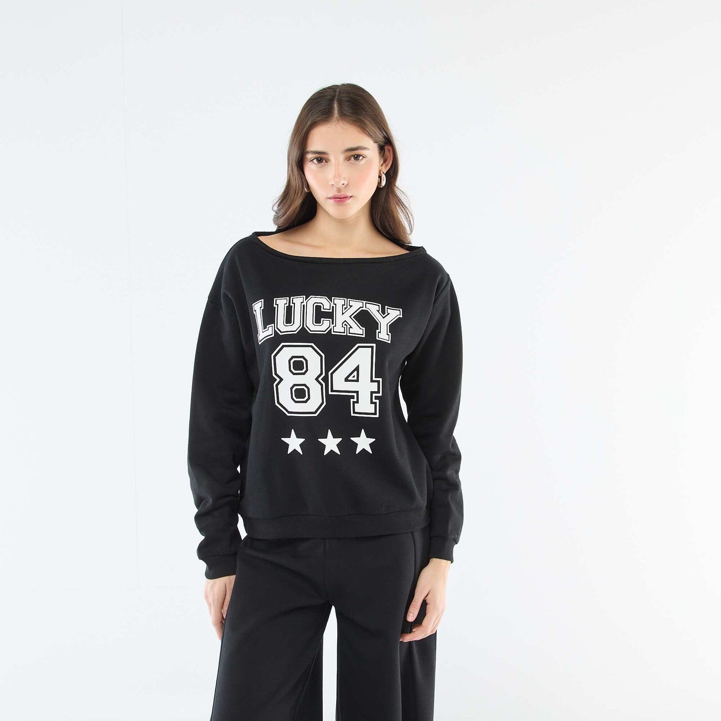 Buzo de felpa estilo deportivo NEGRO