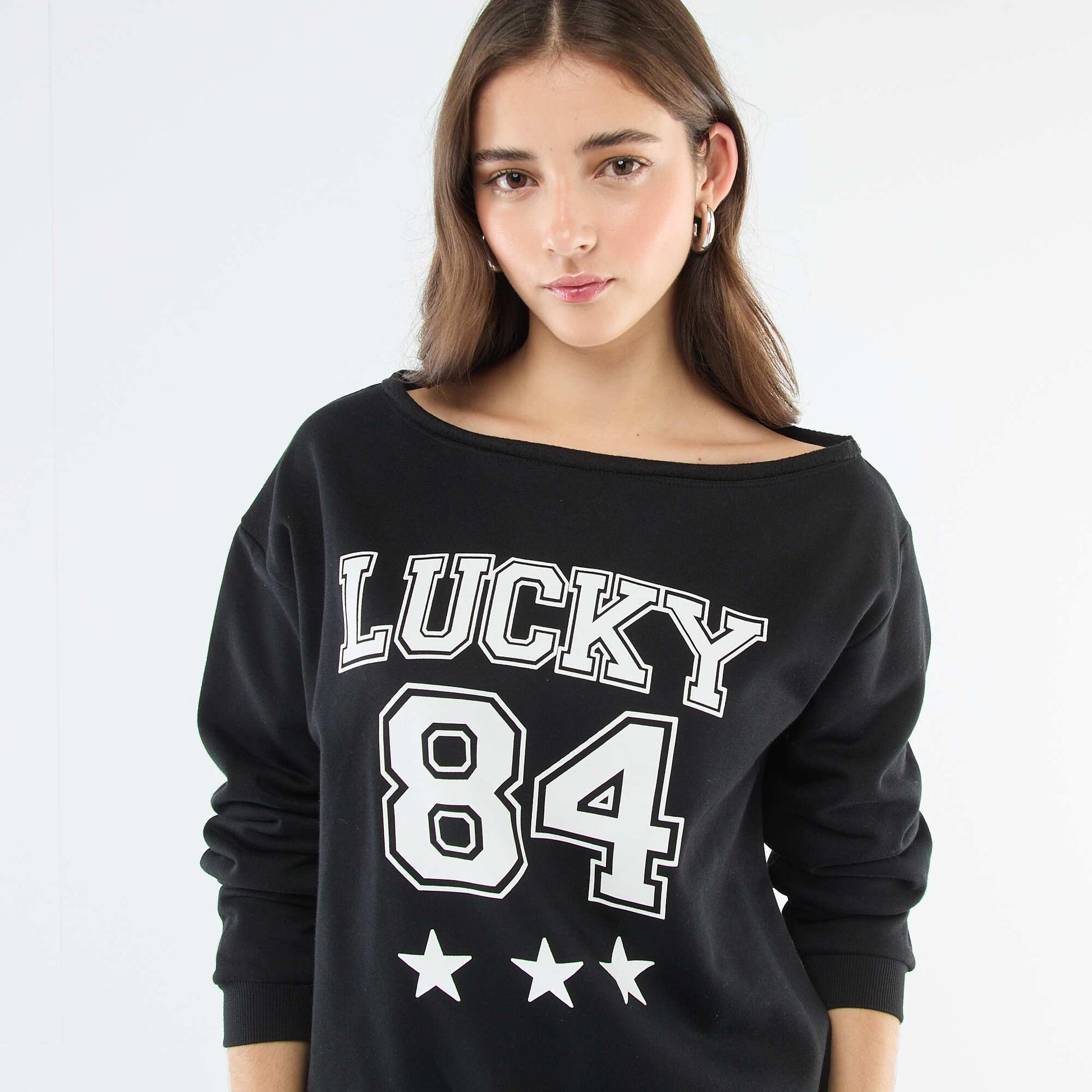 Buzo de felpa estilo deportivo NEGRO