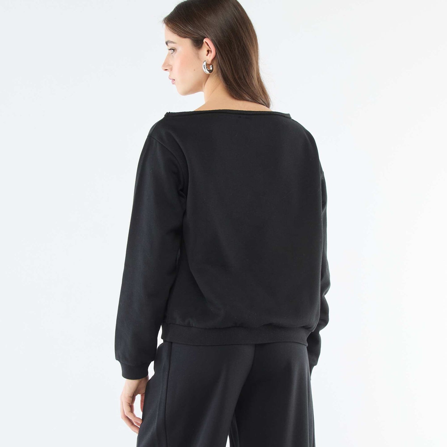 Buzo de felpa estilo deportivo NEGRO