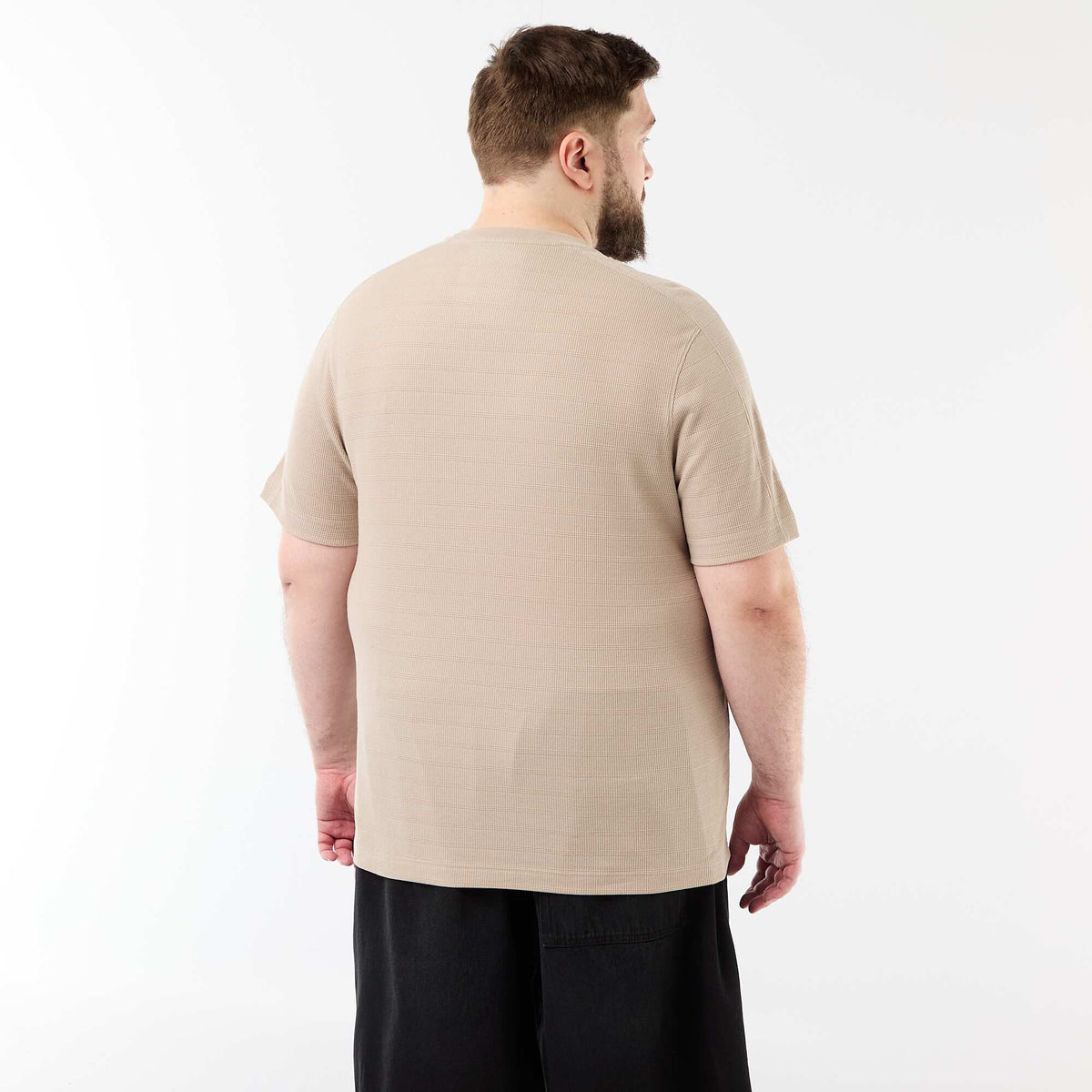 Camiseta de tejido fantasía acanalado BEIGE