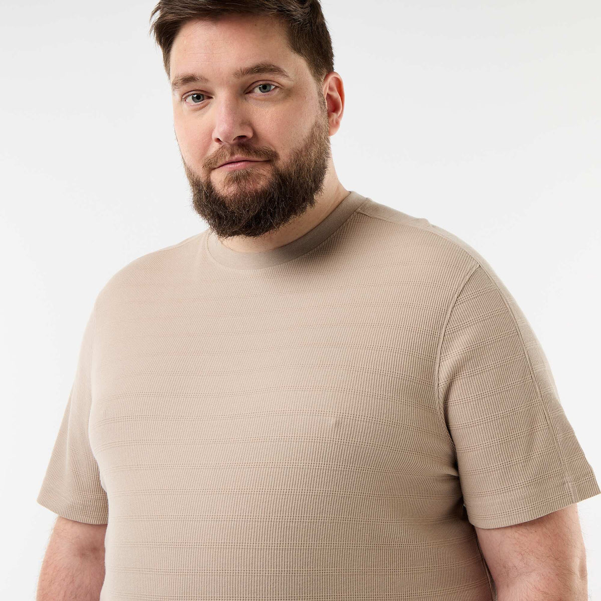 Camiseta de tejido fantasía acanalado BEIGE