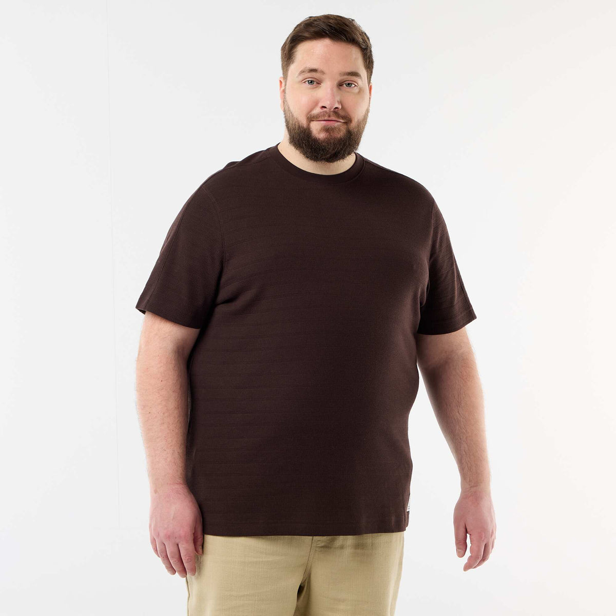 Camiseta de tejido fantasía acanalado MARRON
