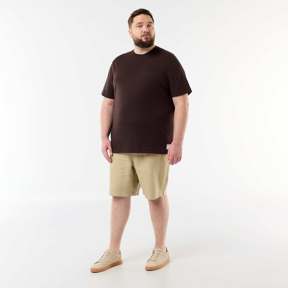Camiseta de tejido fantasía acanalado MARRON
