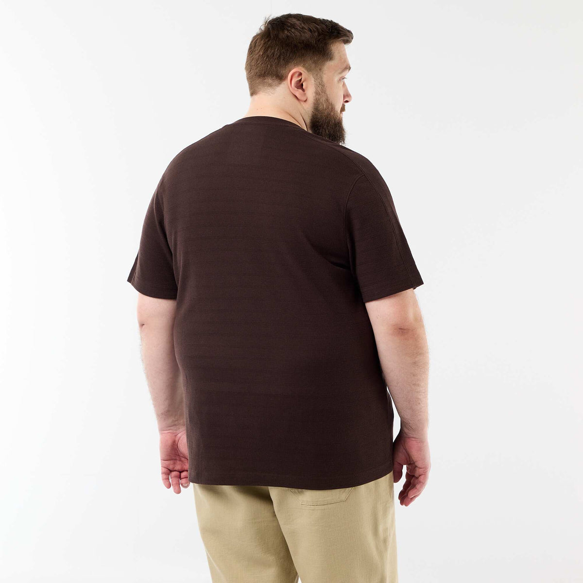 Camiseta de tejido fantasía acanalado MARRON