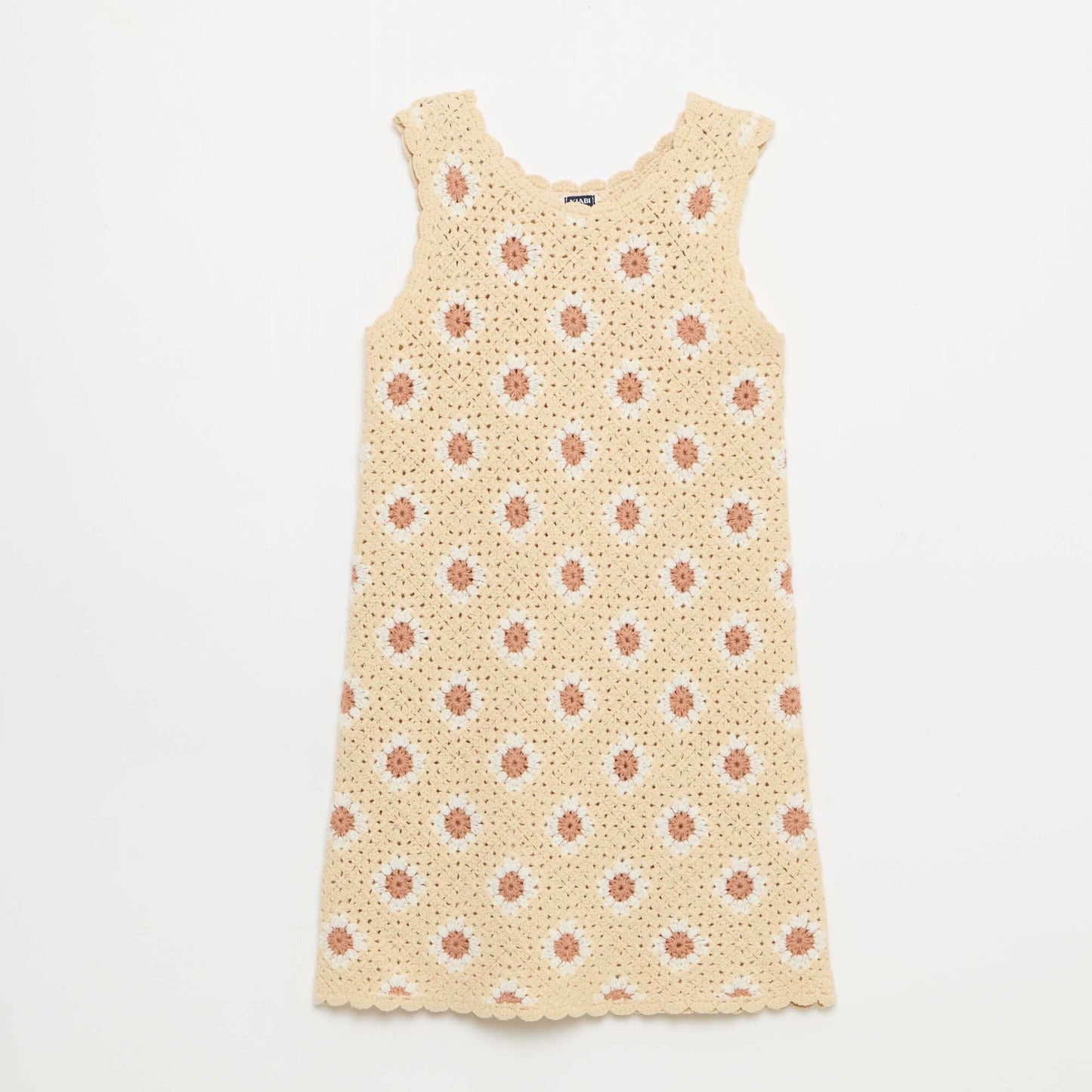 Vestido de ganchillo con estampado BEIGE