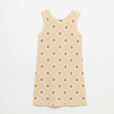 Vestido de ganchillo con estampado BEIGE