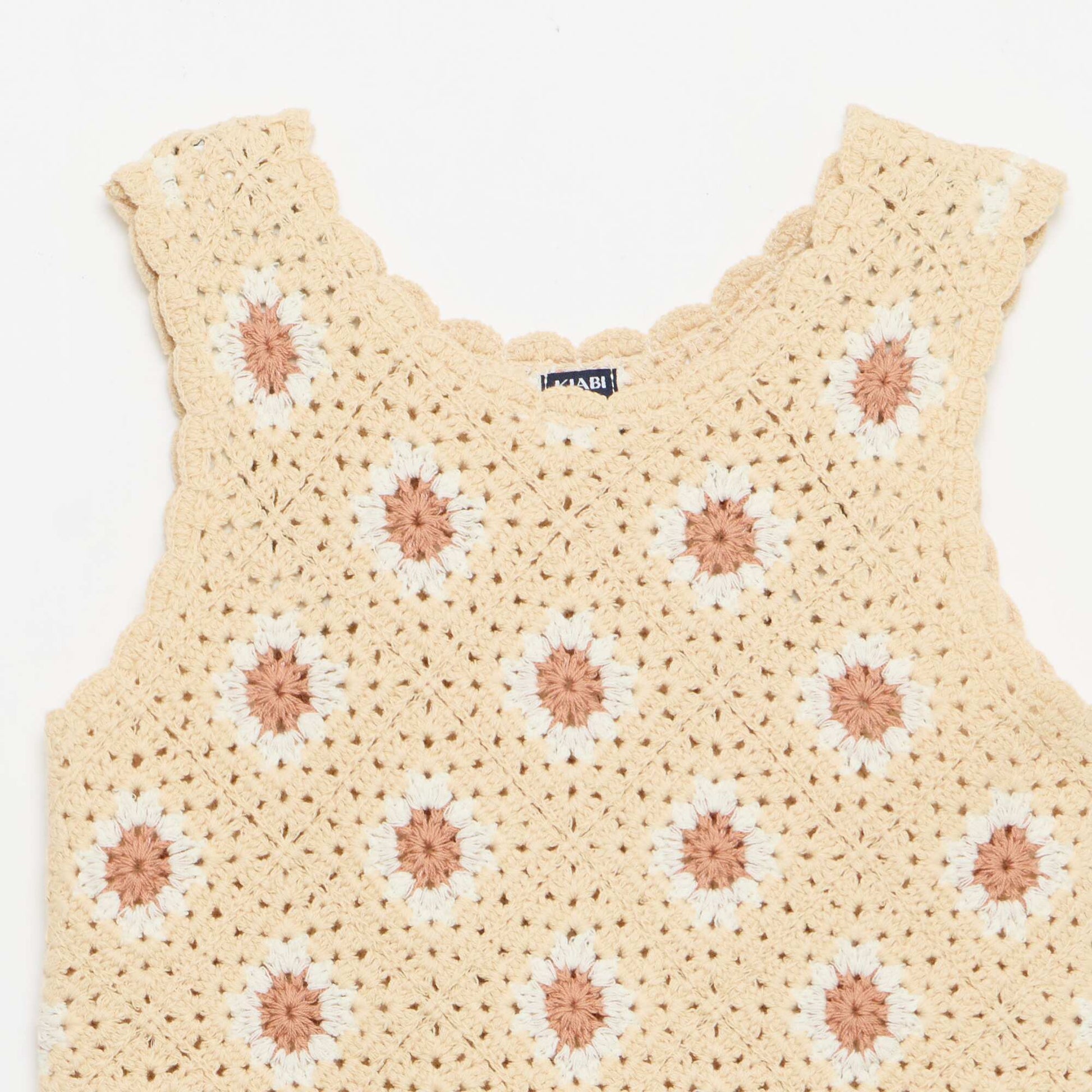 Vestido de ganchillo con estampado BEIGE