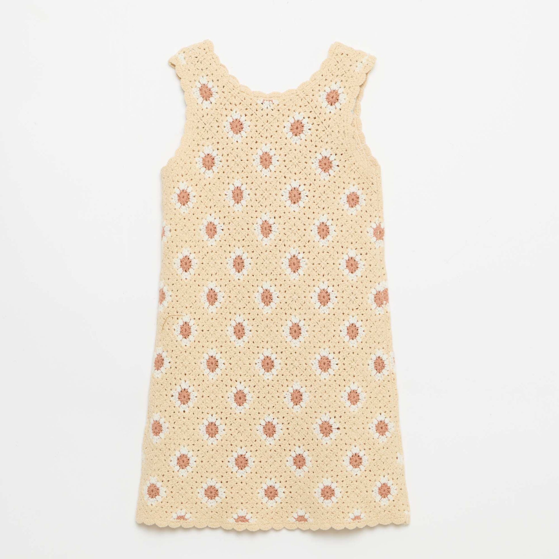 Vestido de ganchillo con estampado BEIGE