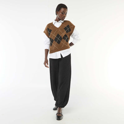 Pantalón de punto arrugado NEGRO