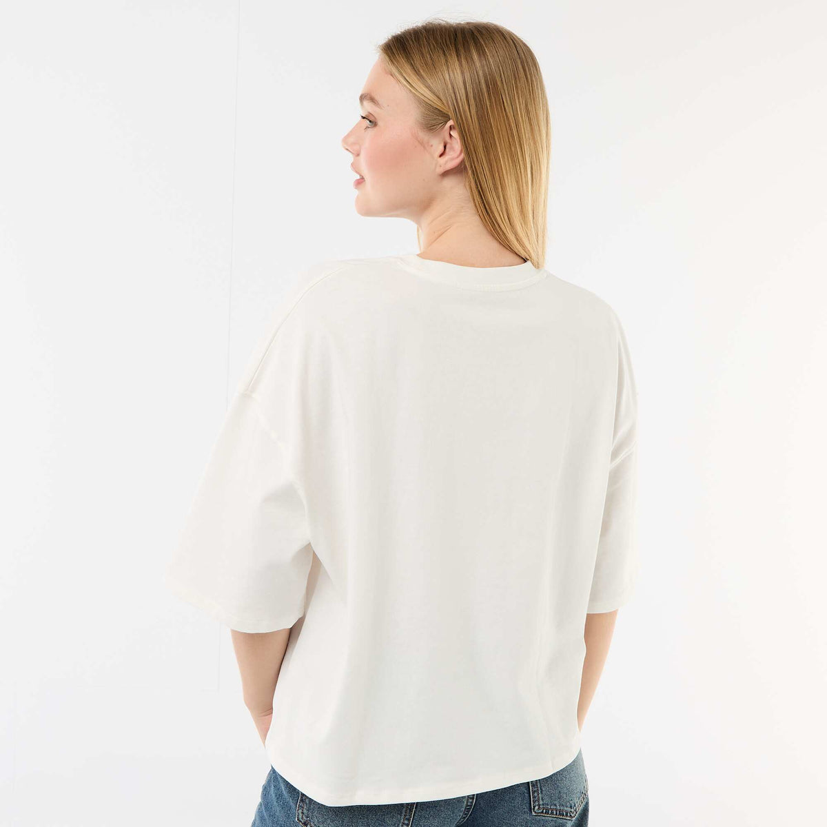 Camiseta de manga corta estampada por delante y por detrás BLANCO