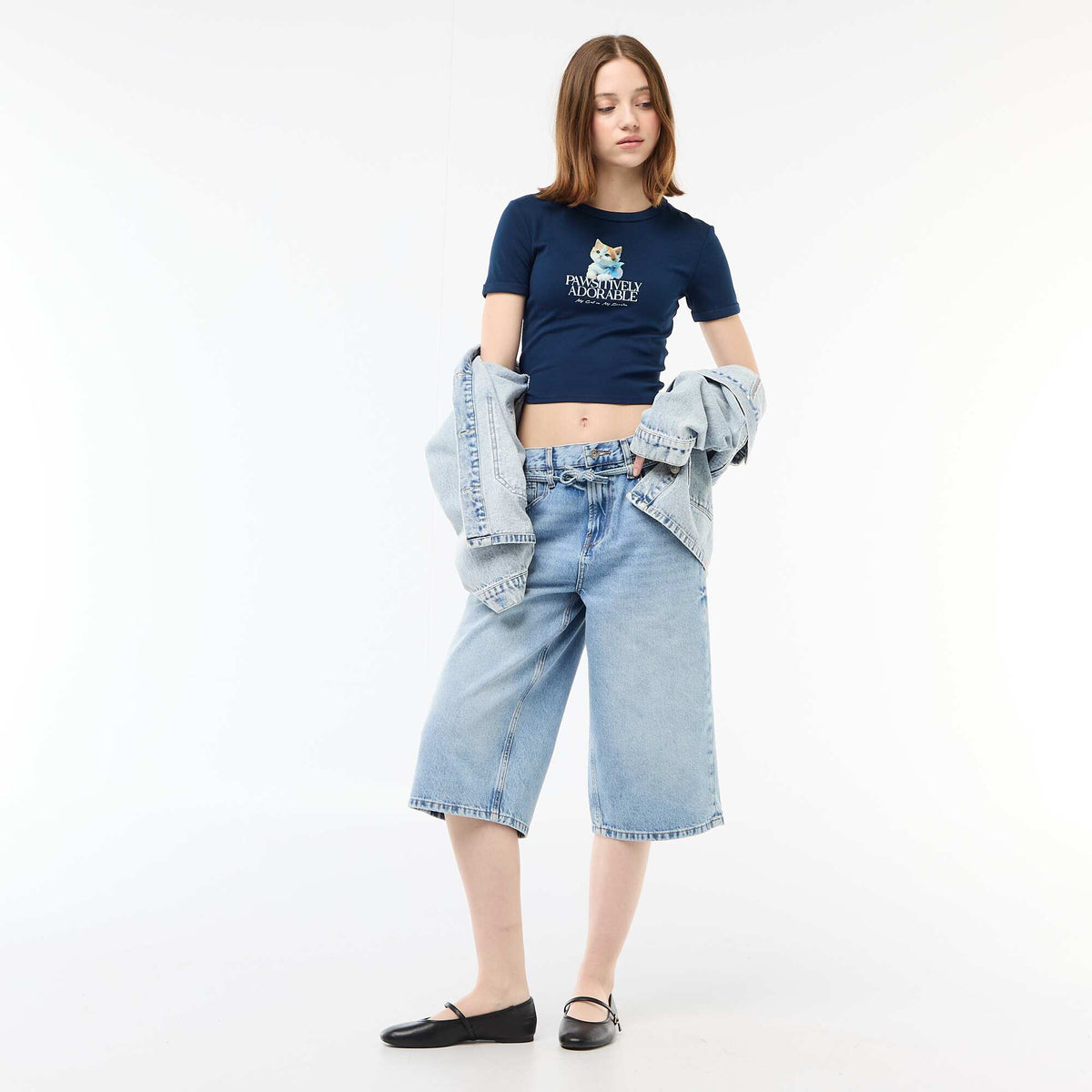 Camiseta corta estampada AZUL