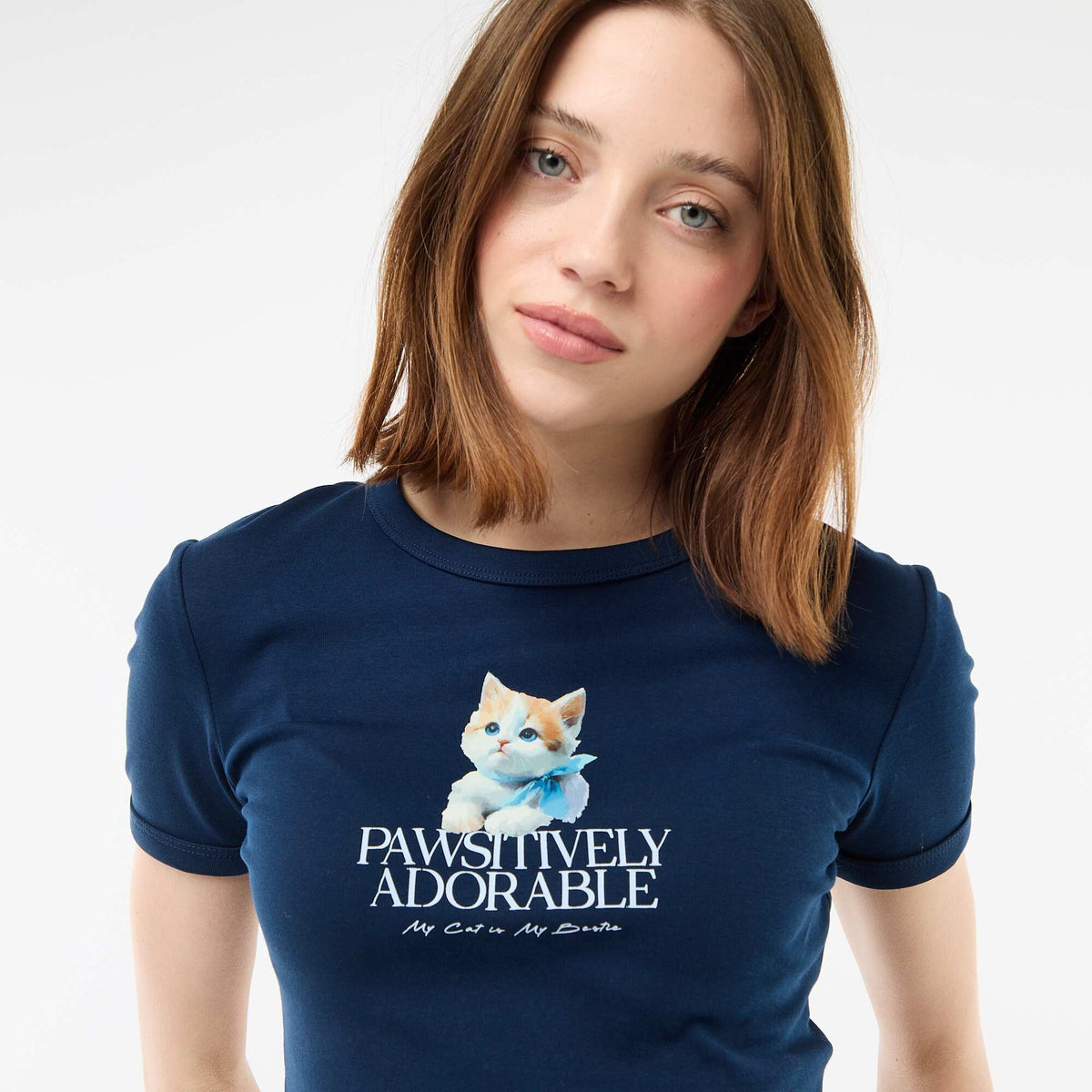 Camiseta corta estampada AZUL