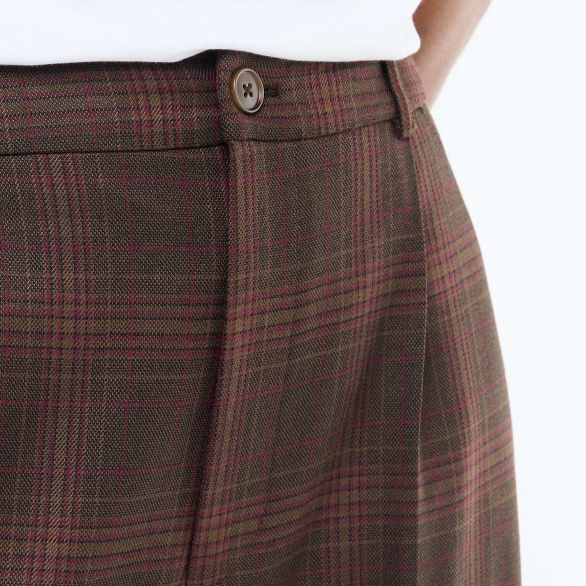 Pantalón de cuadros corte ancho MARRON