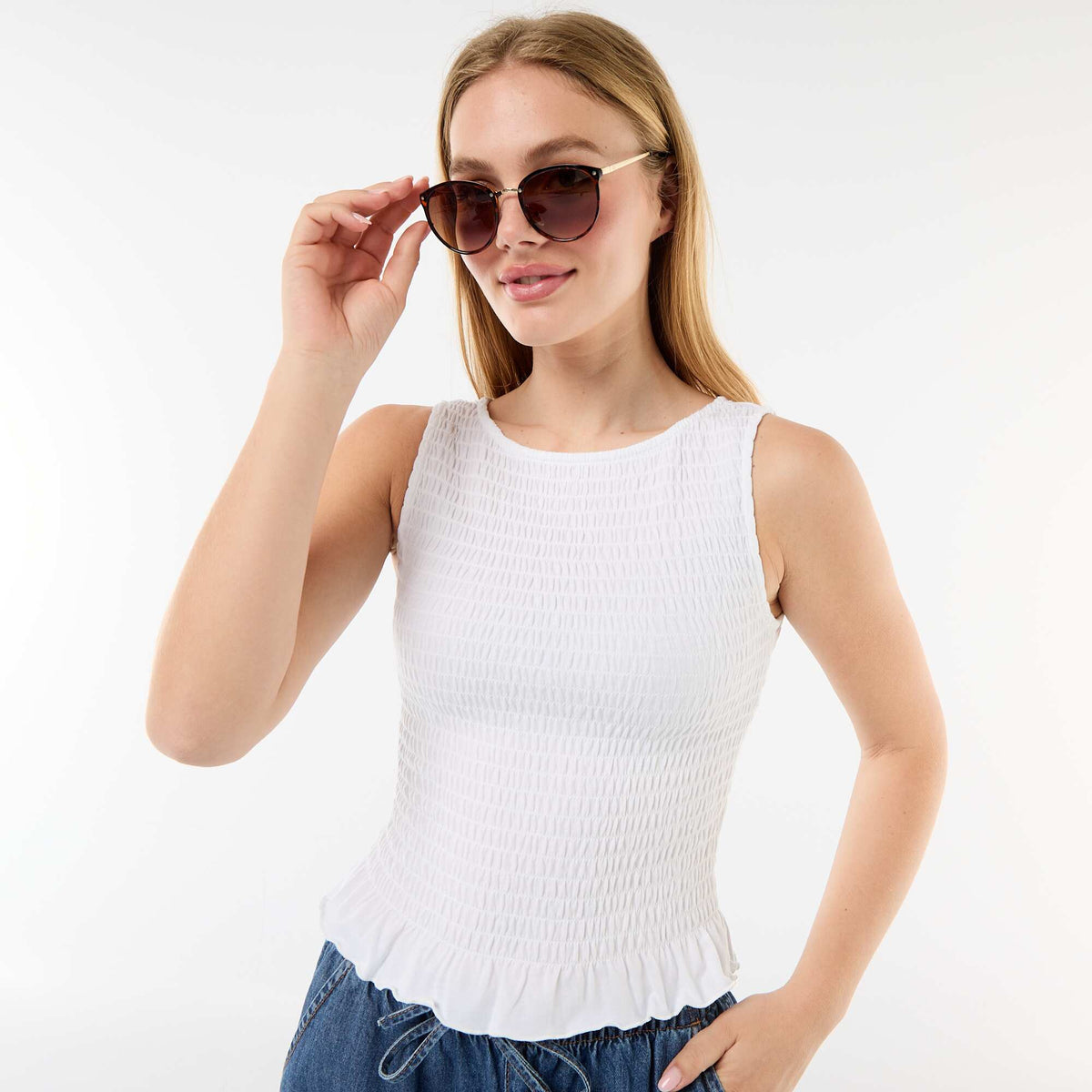 Camiseta sin mangas elástica BLANCO