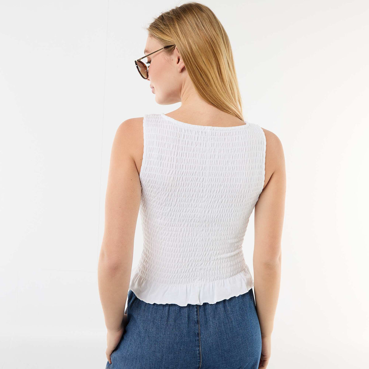 Camiseta sin mangas elástica BLANCO