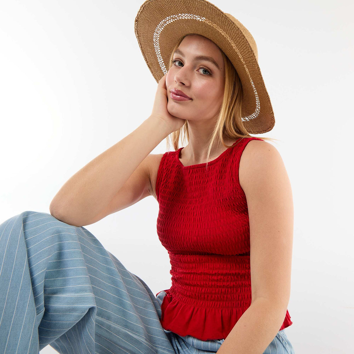 Camiseta sin mangas elástica ROJO