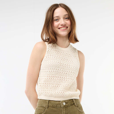 Top de croché calado con sisas amplias BEIGE