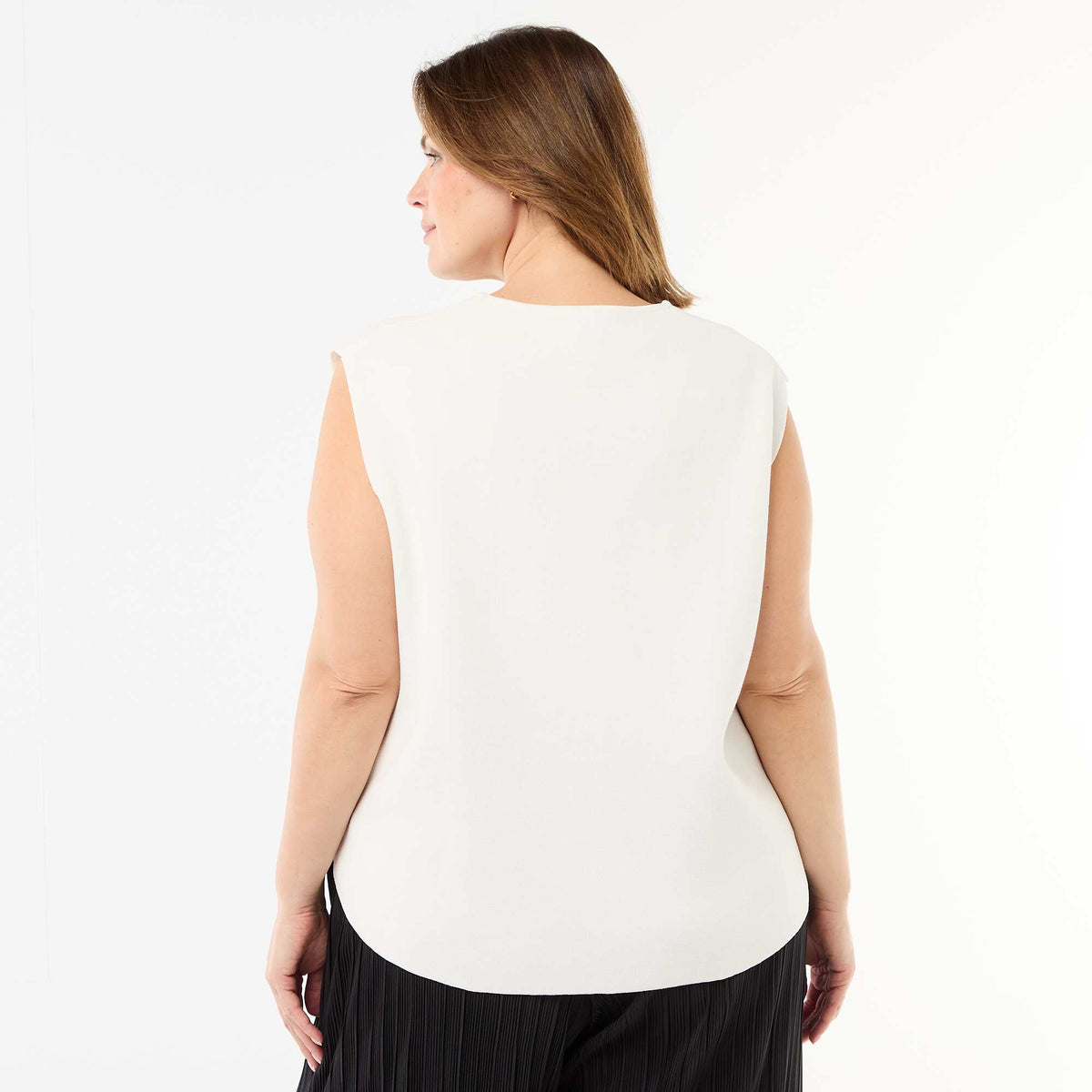 Sweater sin mangas con botones dorados en el lateral BLANCO