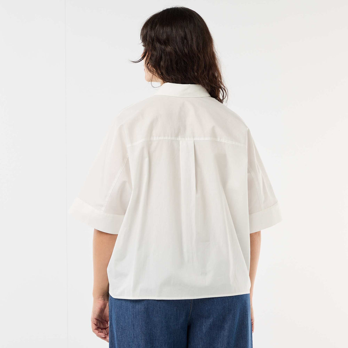 Camisa satinada con botones de estrella de mar BLANCO