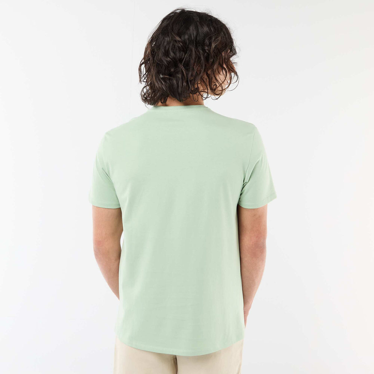 Camiseta lisa de manga corta con bordado VERDE