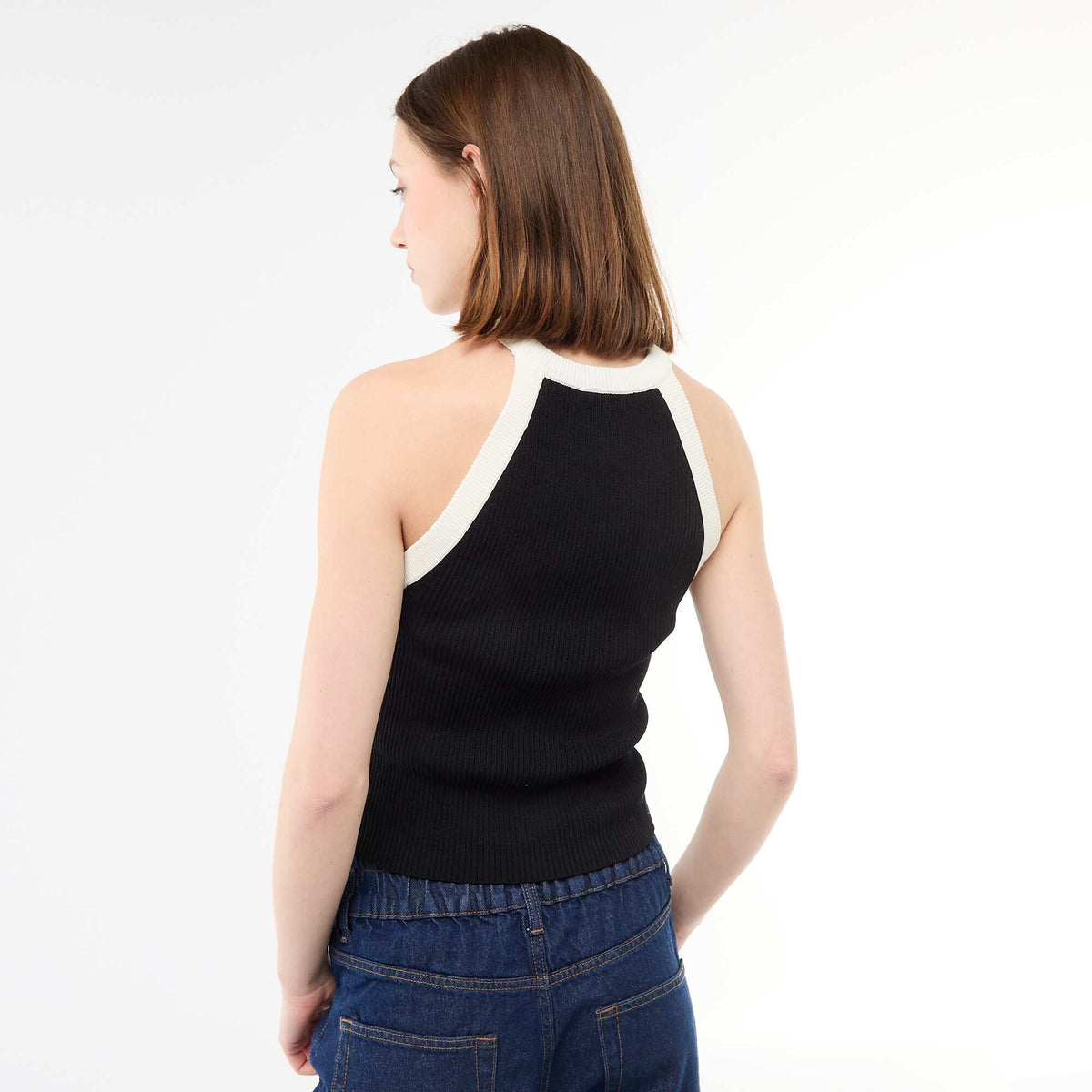 Top de punto con sisas blazers NEGRO