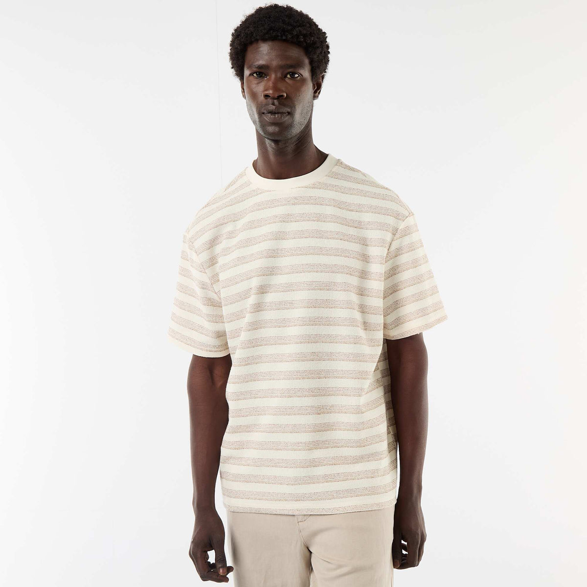 Camiseta de punto de manga corta BEIGE