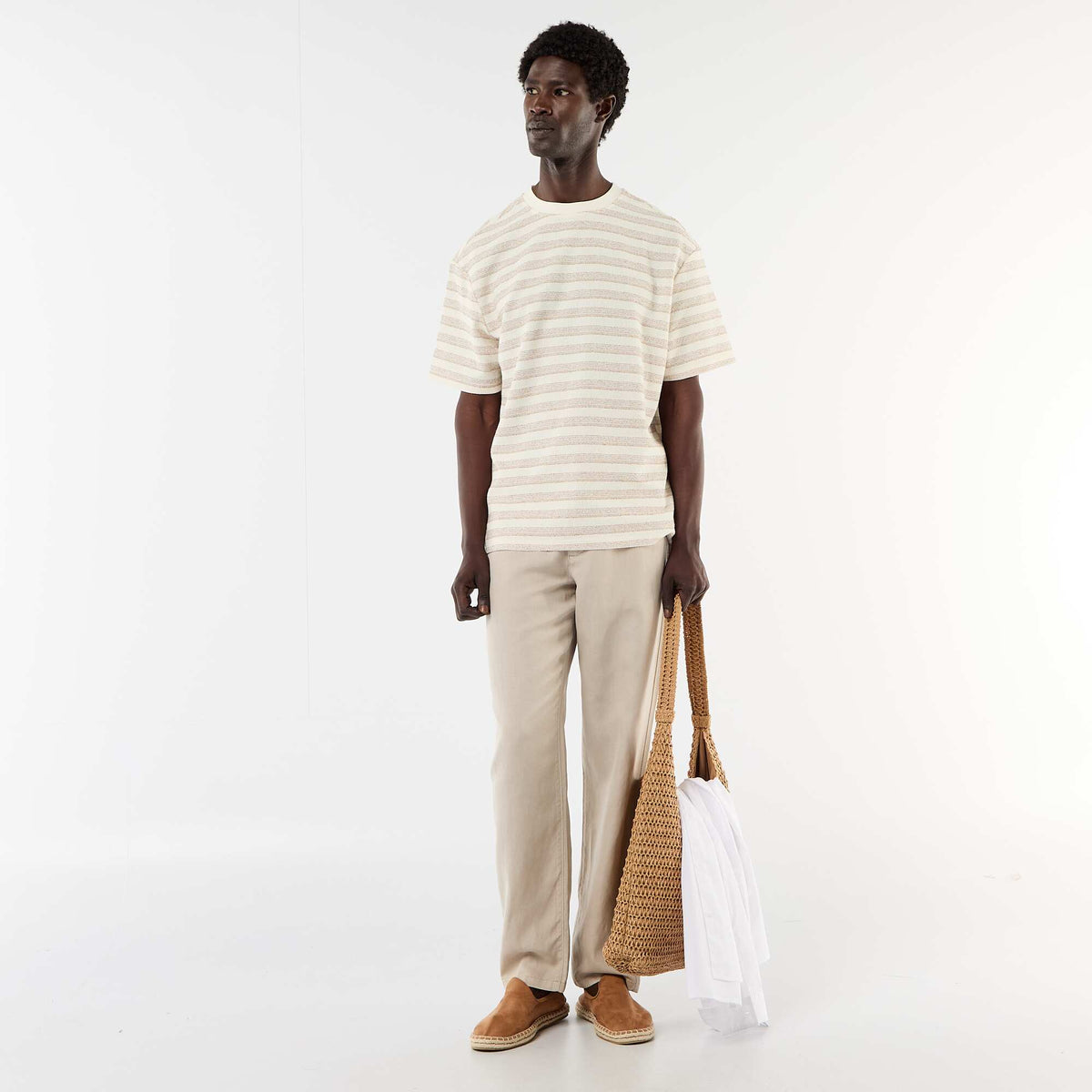Camiseta de punto de manga corta BEIGE