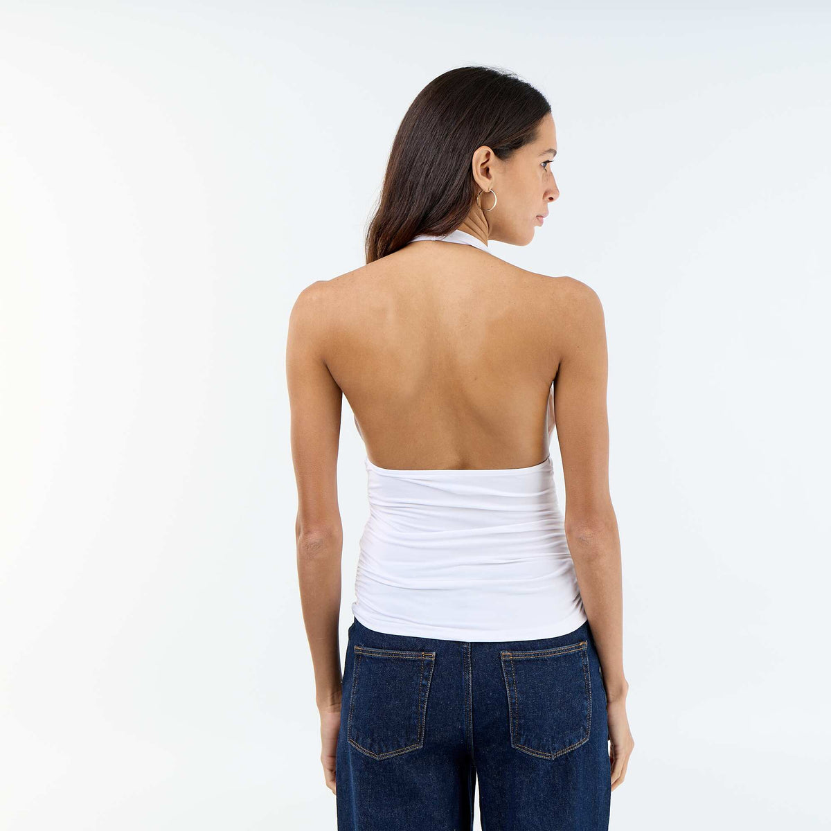 Top elástico con cuello halter BLANCO