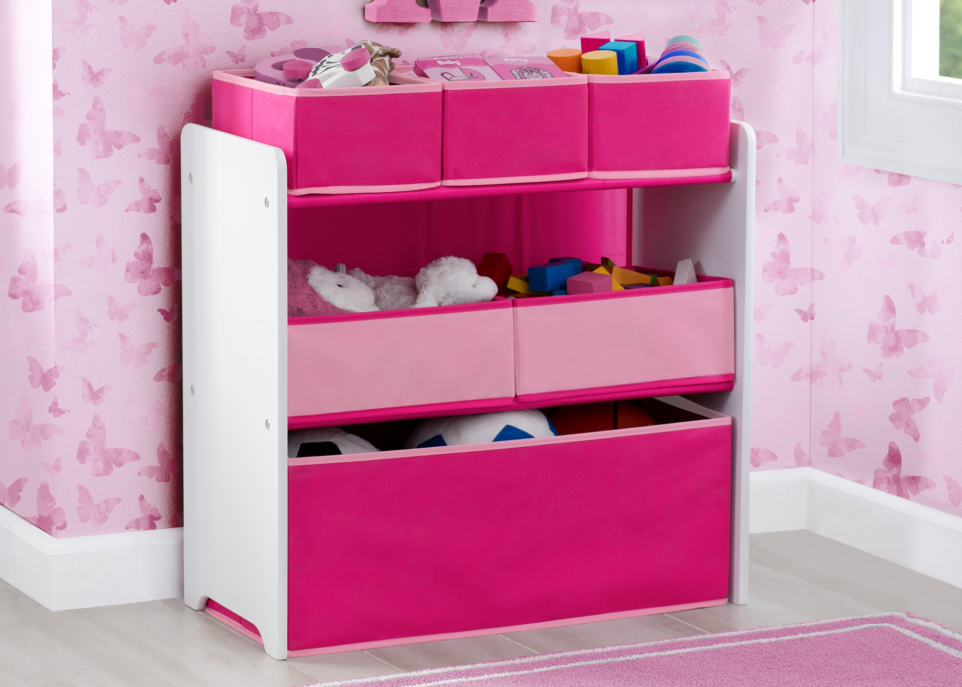 Organizador infantil rosado de 6 contenedores