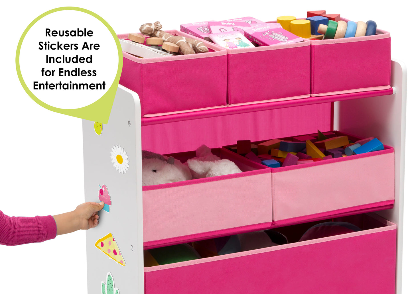 Organizador infantil rosado de 6 contenedores