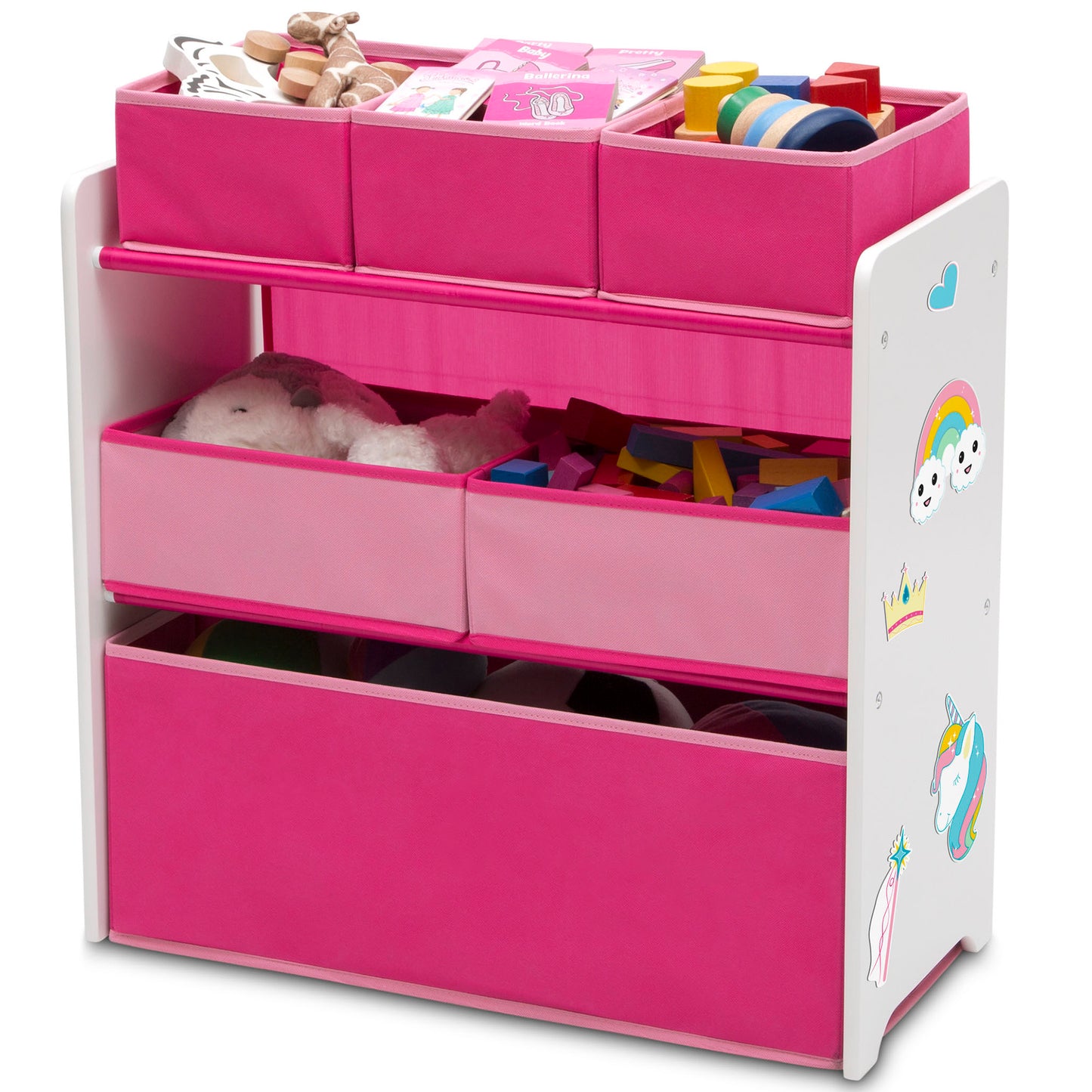 Organizador infantil rosado de 6 contenedores